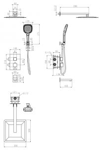 Душевая система скрытого монтажа Grocenberg GB5050NK с Термостатом Vernet (Франция) Никель